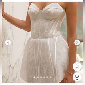 Heiress Beverly Hills White strapless lace corset bustier a-line mini dress